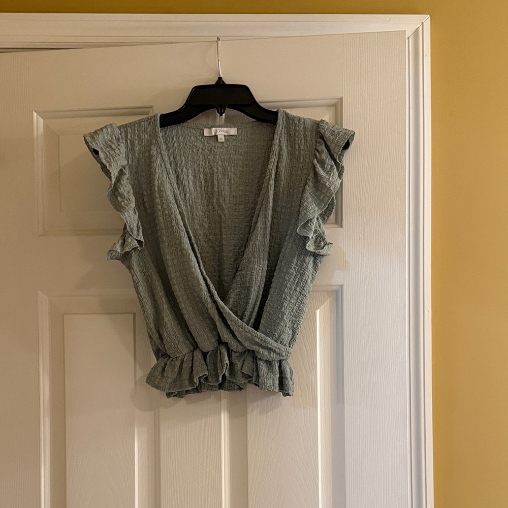 Women's Ruffled Wrap Top - Green